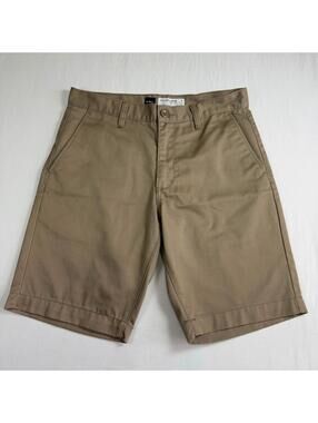 RVCA Chinos Khaki Shorts Mens 31 Mid Rise Zipper fly